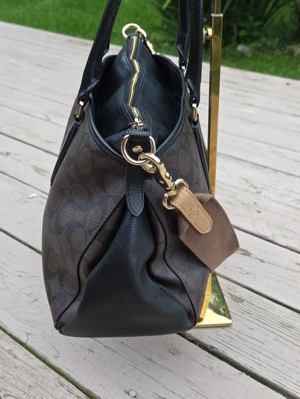 Coach Morgan Satchel F34617 Black & Brown Coated Canvas Monogram $450 Retail EUC - Picture 8 of 17